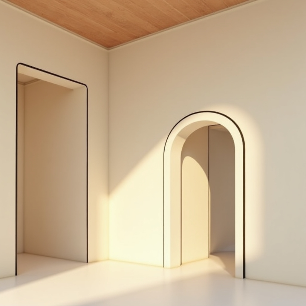 Minimalistyczne wnętrze z linearnym detalem architektonicznym